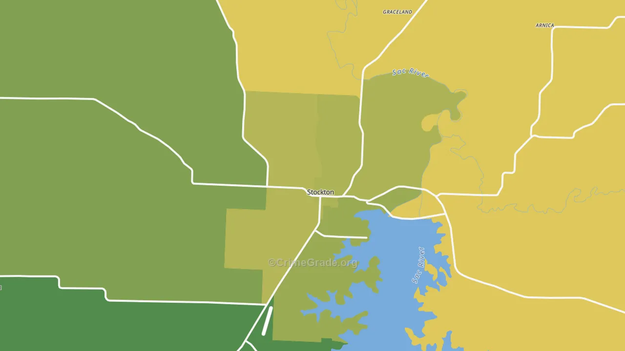 Stockton, MO Map of Theft Rates