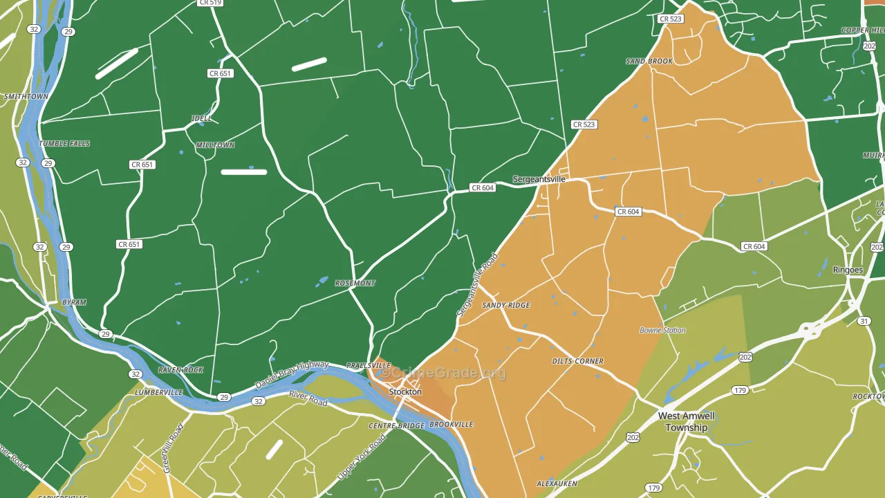 Stockton, NJ Map of Theft Rates