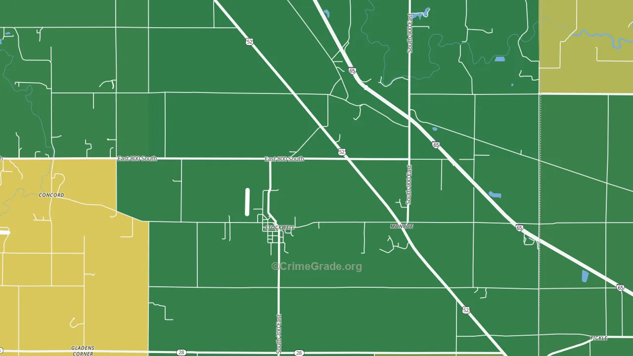Stockwell, IN Map of Theft Rates