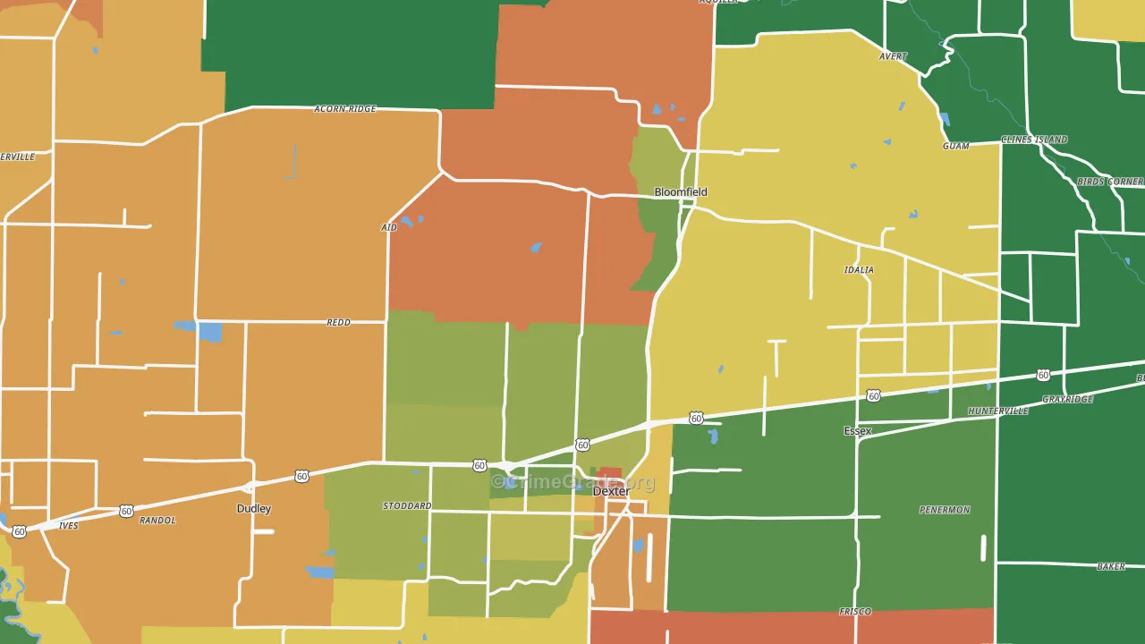 Stoddard County, MO Map of Theft Rates