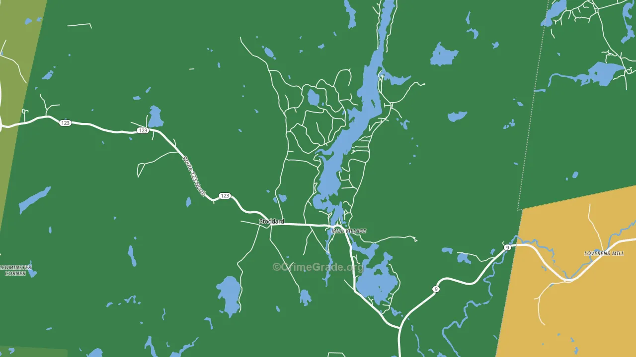 Stoddard, NH Map of Theft Rates