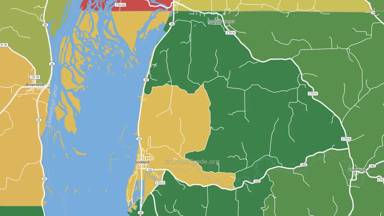Stoddard, WI Map of Theft Rates