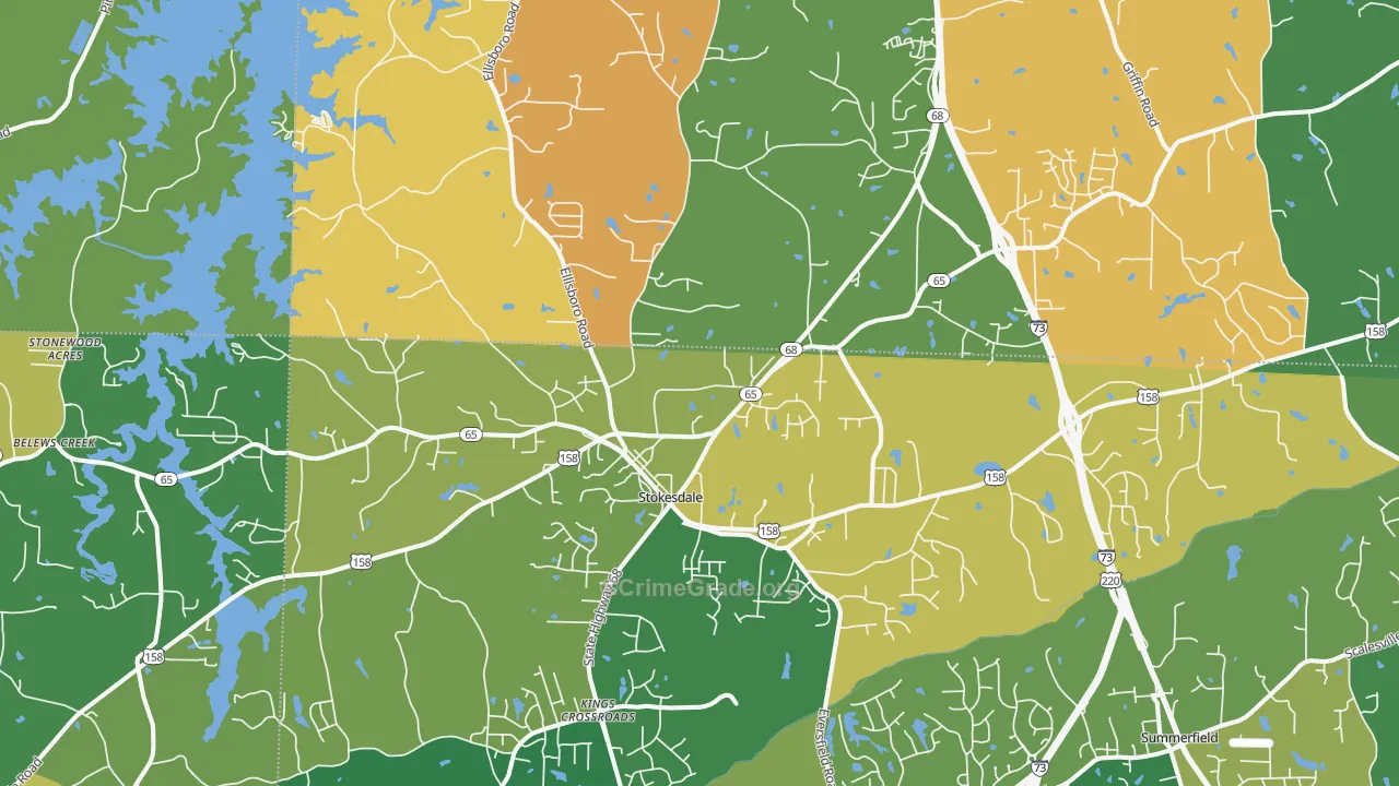 Stokesdale, NC Map of Theft Rates