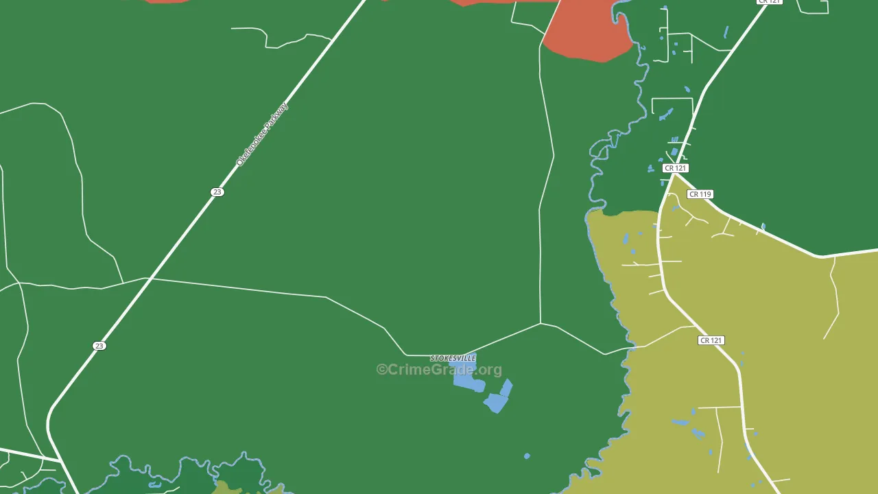 Stokesville, GA Map of Theft Rates