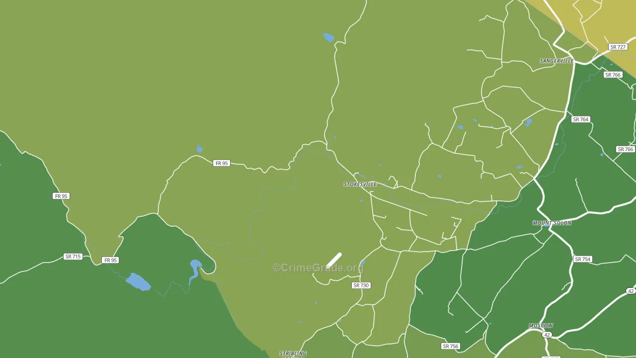 Stokesville, VA Map of Theft Rates
