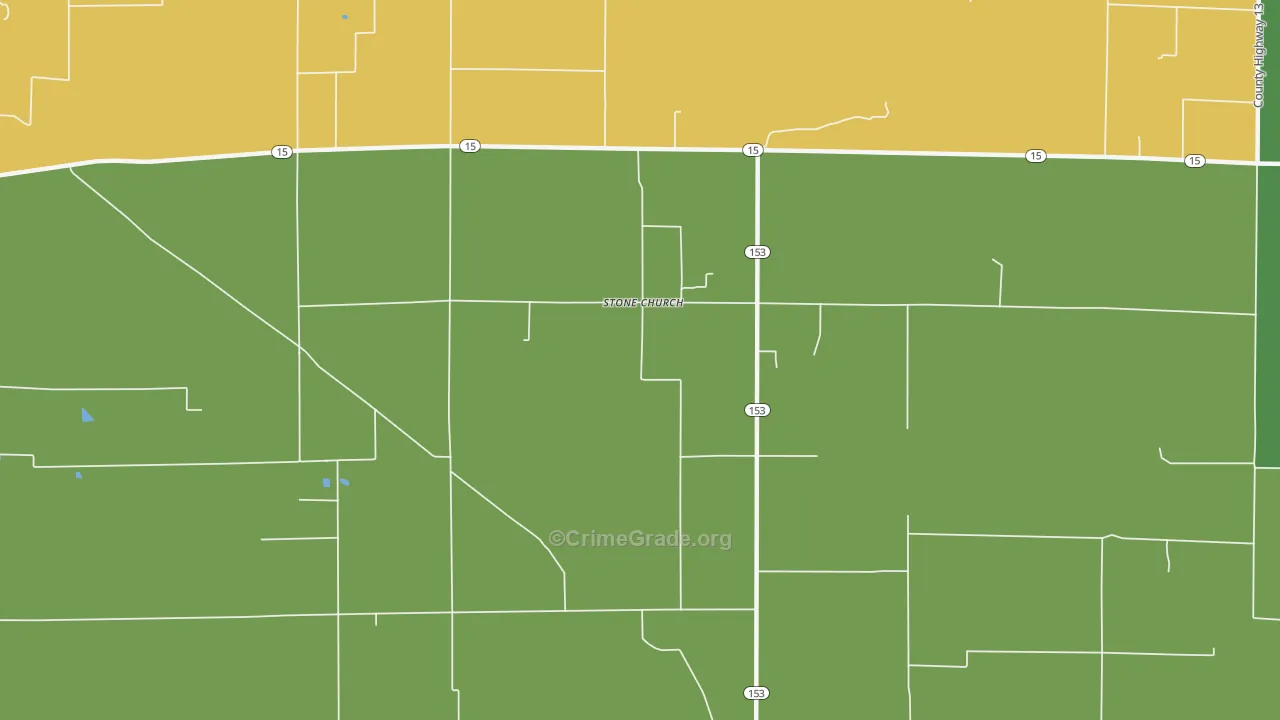 Stone Church, IL Map of Theft Rates
