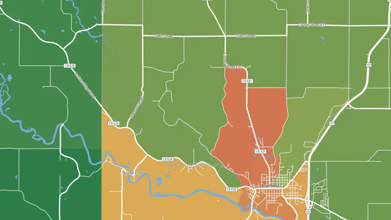 Stone City, IA Map of Theft Rates