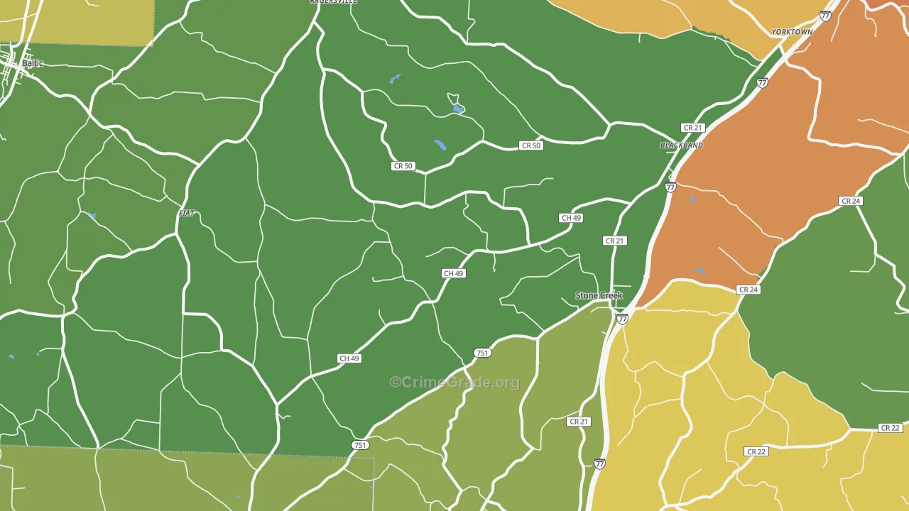 Stone Creek, OH Map of Theft Rates