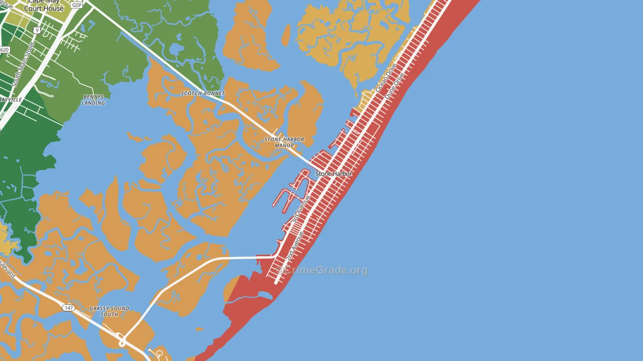 Stone Harbor, NJ Map of Theft Rates