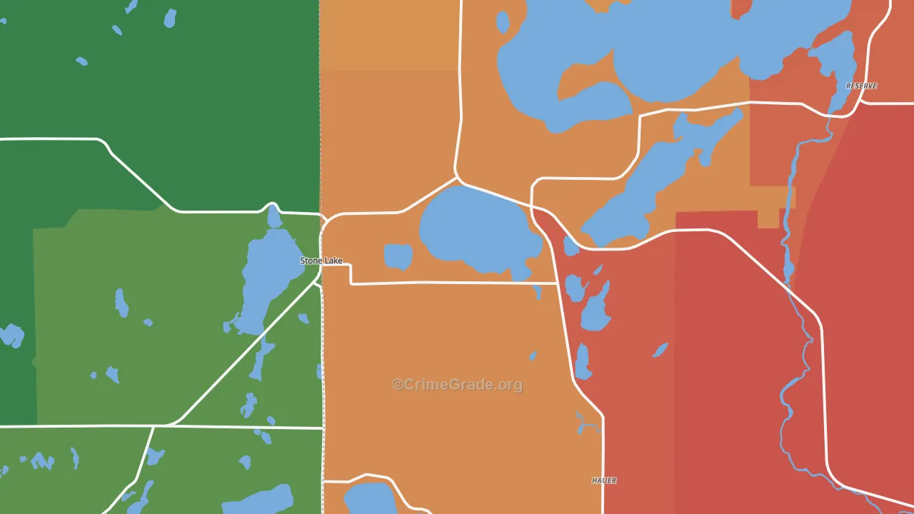 Stone Lake, WI Map of Theft Rates