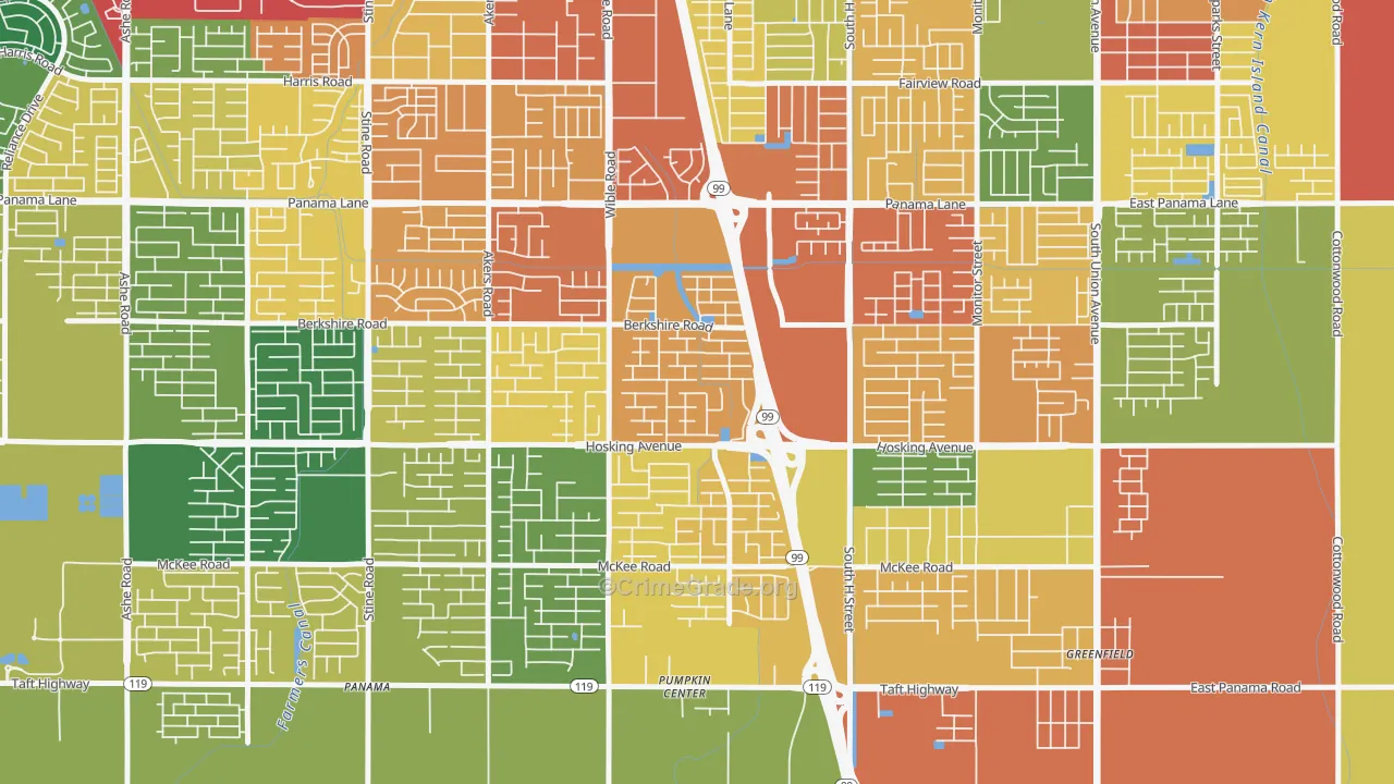 Stone Meadows, Bakersfield, CA Map of Theft Rates