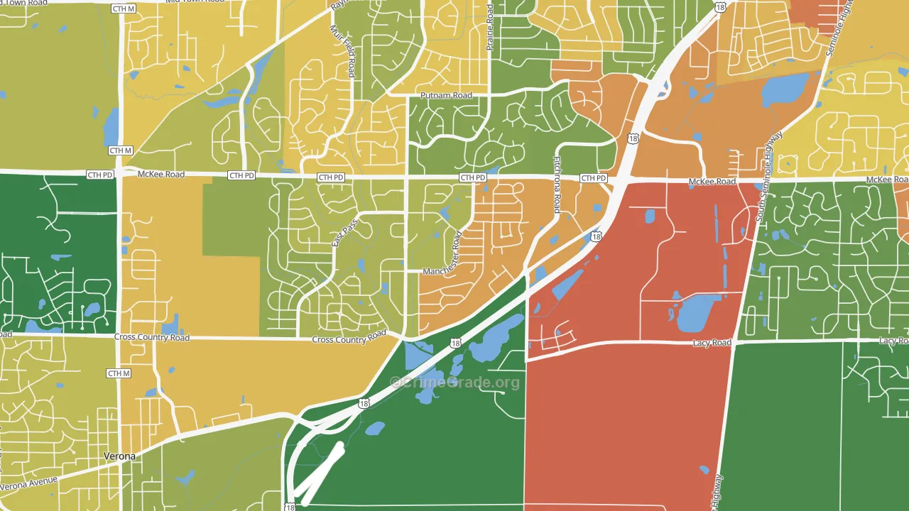 Stone Meadows, Madison, WI Map of Theft Rates
