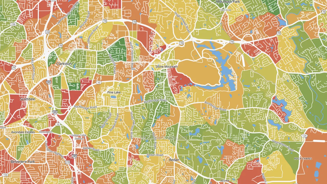 Stone Mountain, GA Map of Theft Rates