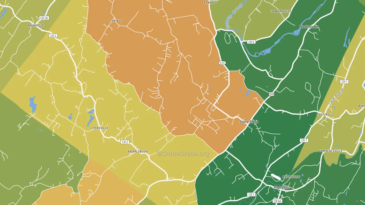 Stone Ridge, NY Map of Theft Rates