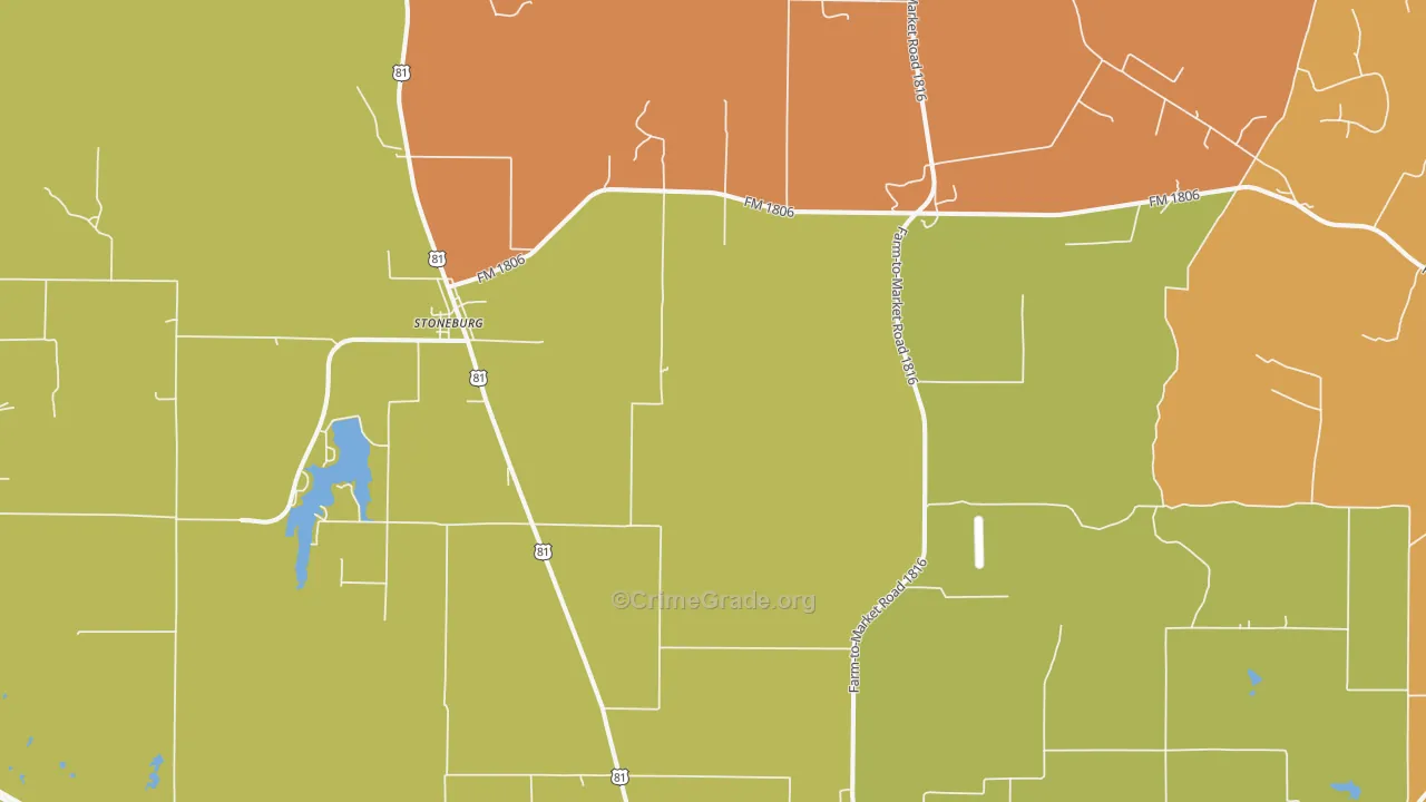 Stoneburg, TX Map of Theft Rates