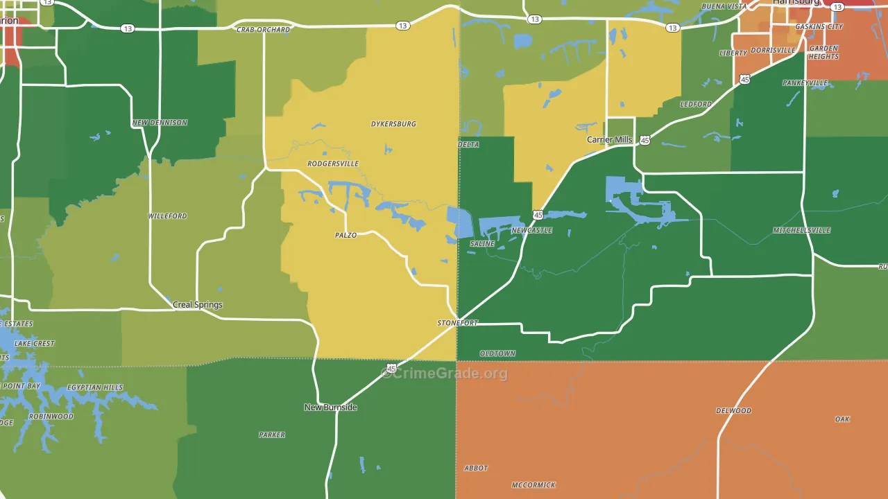 Stonefort, IL Map of Theft Rates