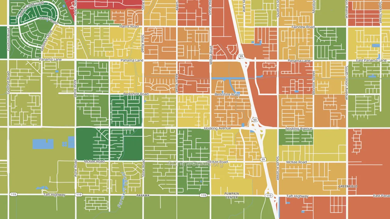 Stonegate, Bakersfield, CA Map of Theft Rates