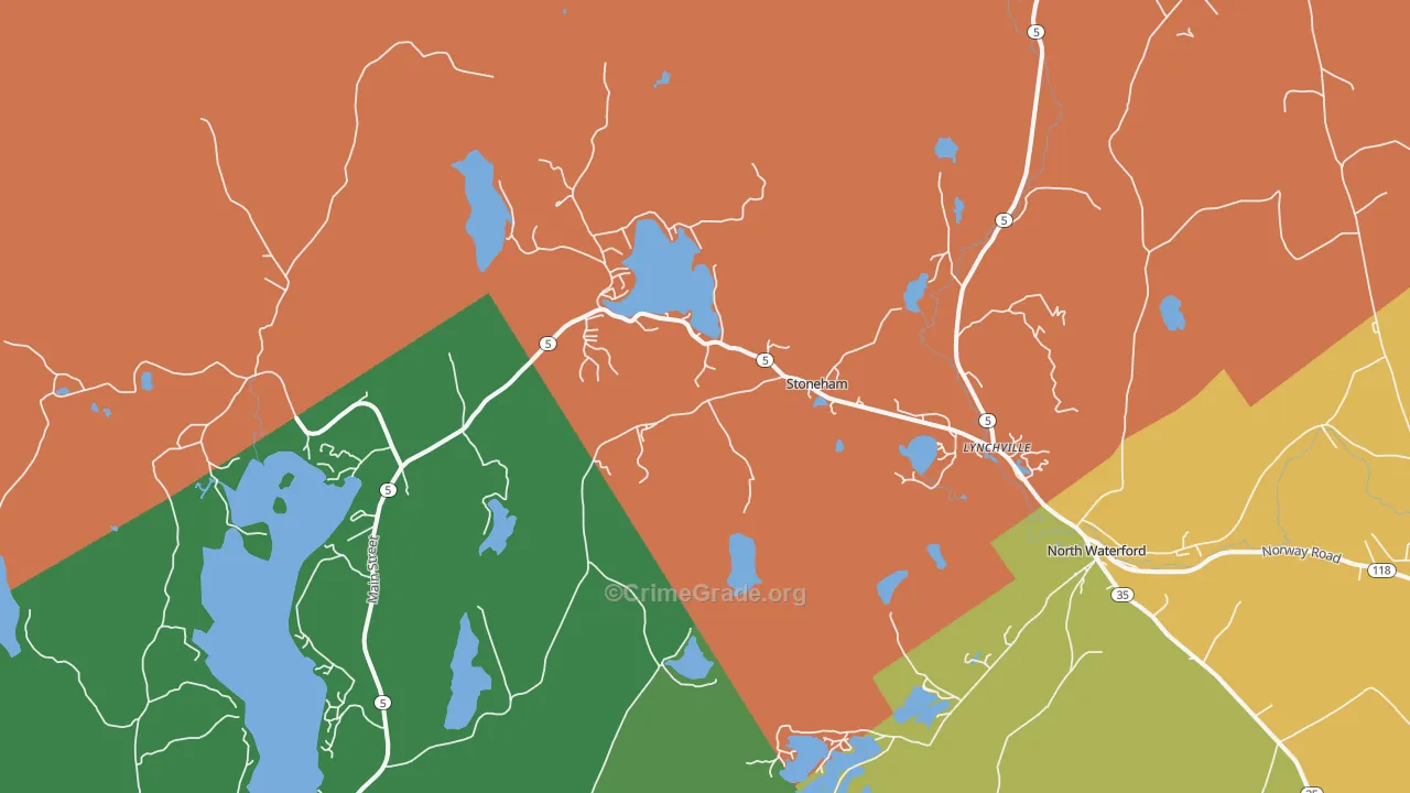 Stoneham, ME Map of Theft Rates