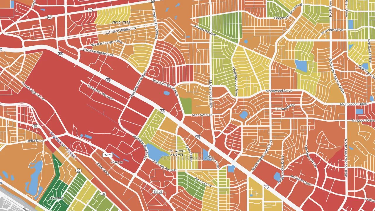 Stonehaven, El Paso, TX Map of Theft Rates