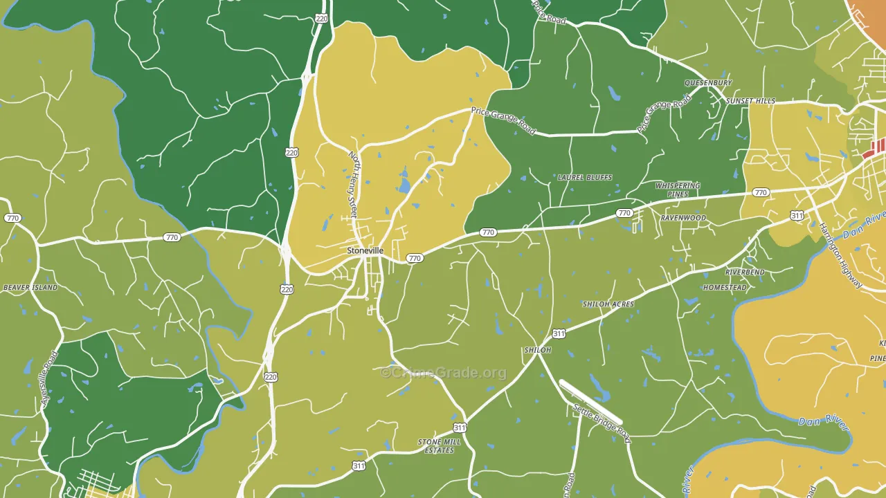 Stoneville, NC Map of Theft Rates