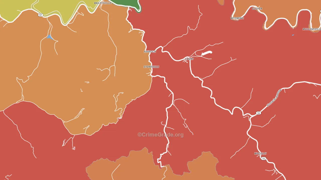Stoneville, WV Map of Theft Rates