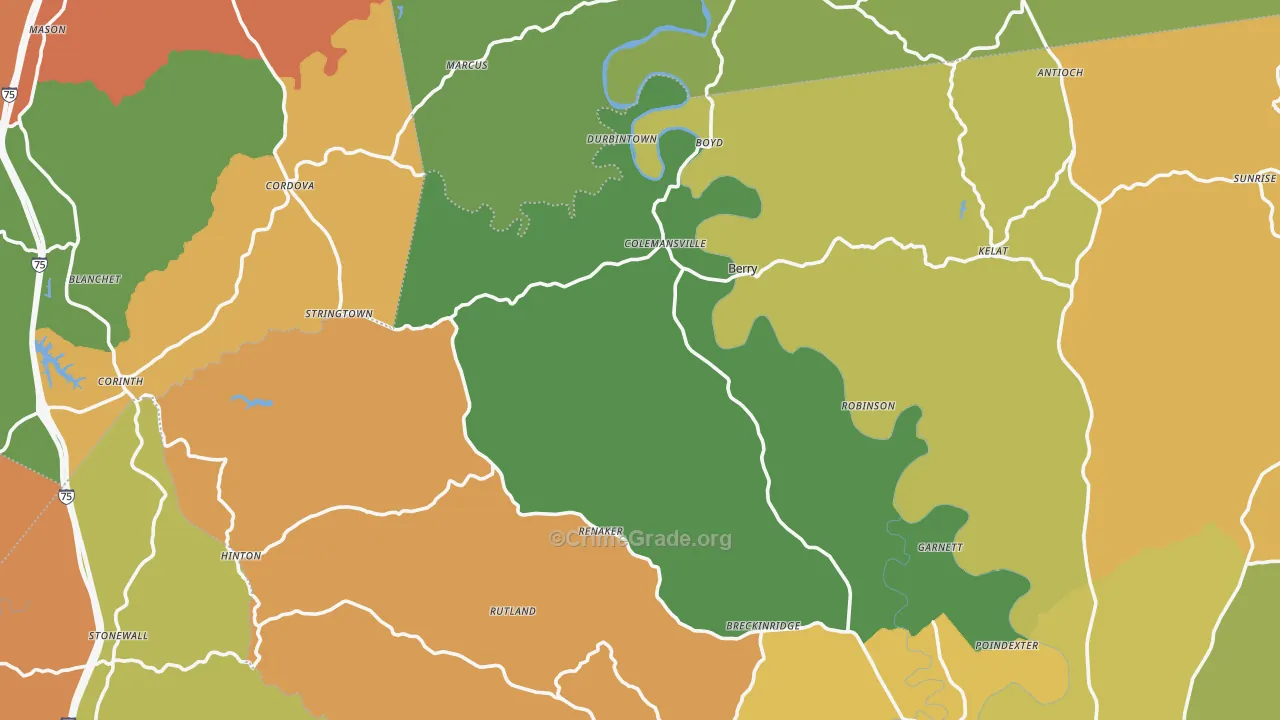Stonewall, KY Map of Theft Rates