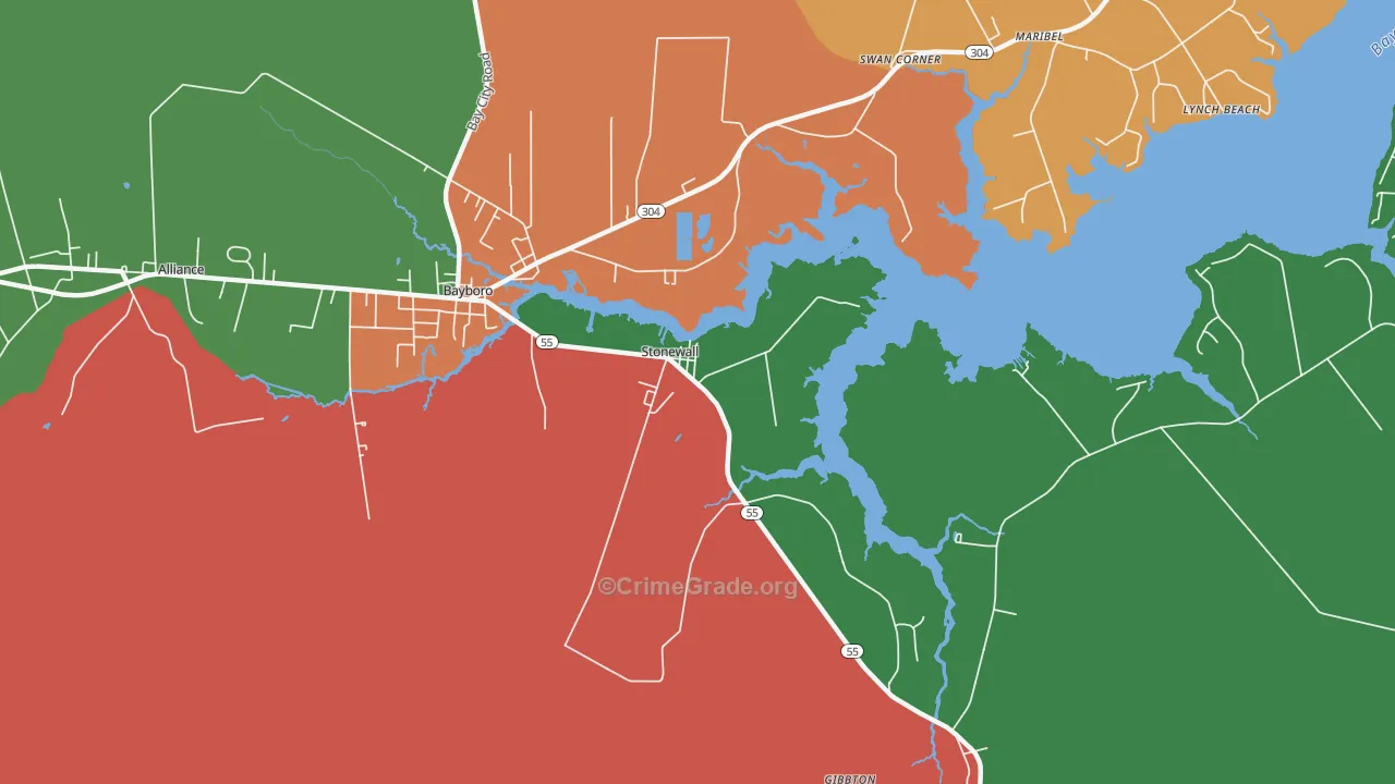Stonewall, NC Map of Theft Rates