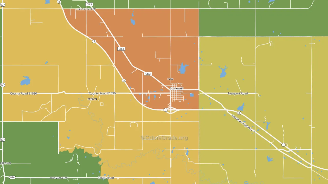 Stonewall, OK Map of Theft Rates