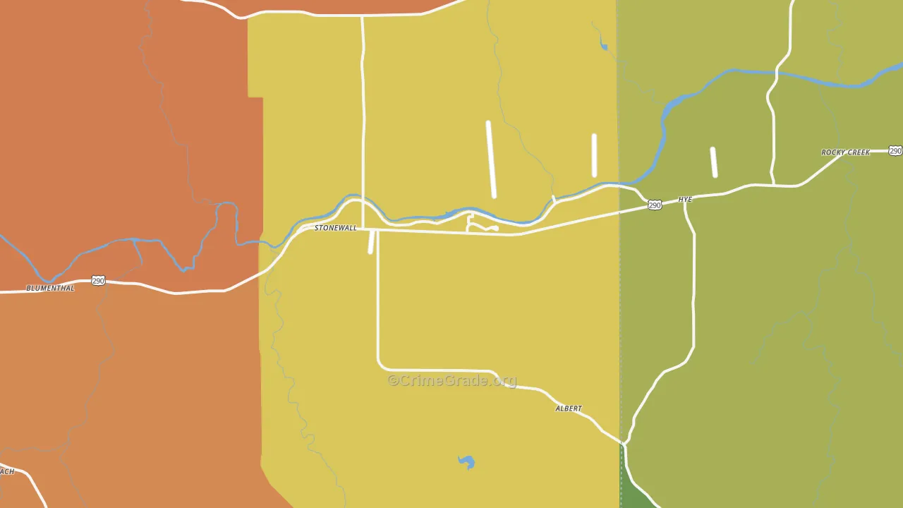 Stonewall, TX Map of Theft Rates