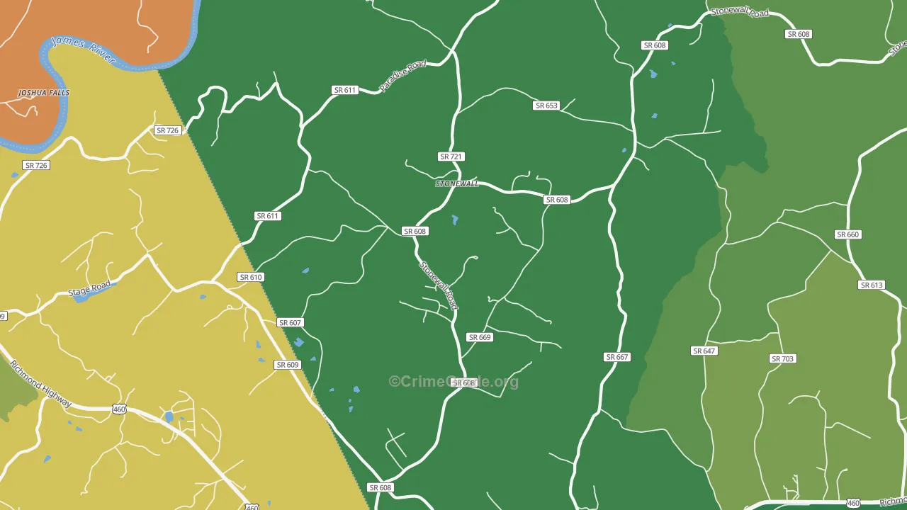Stonewall, VA Map of Theft Rates