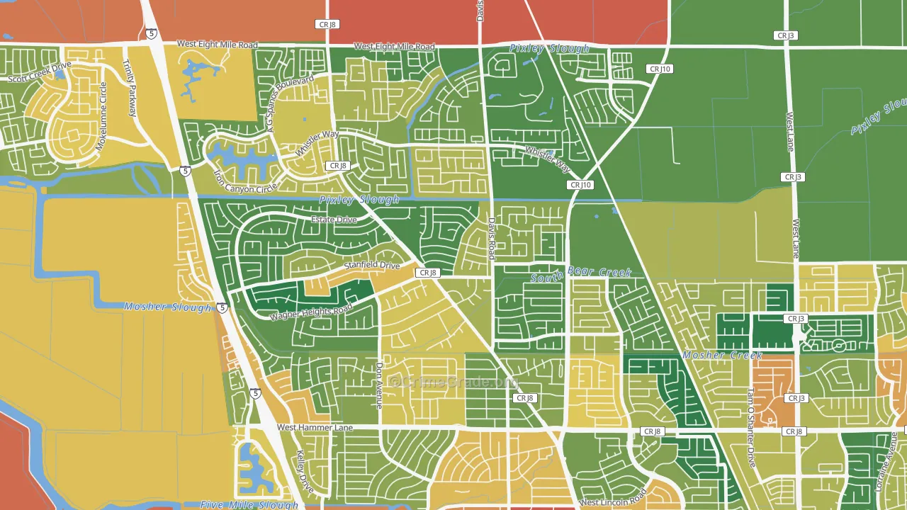 Stonewood, Stockton, CA Map of Theft Rates