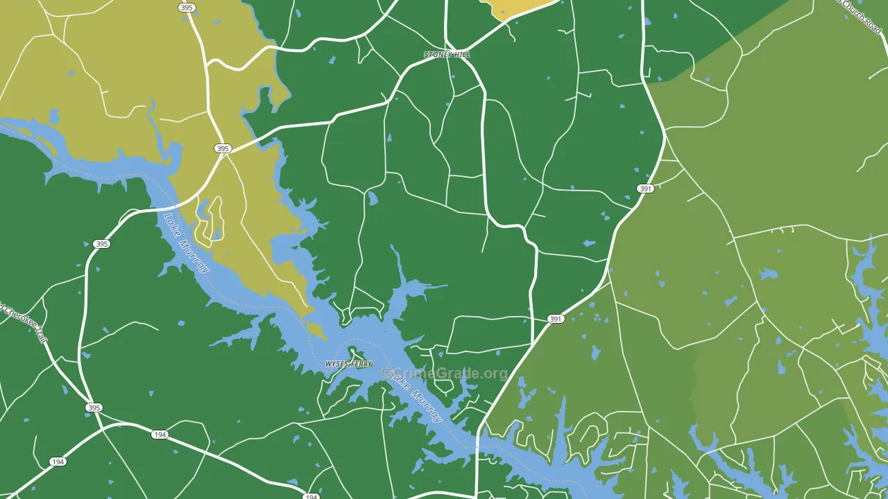 Stoney Hill, SC Map of Theft Rates