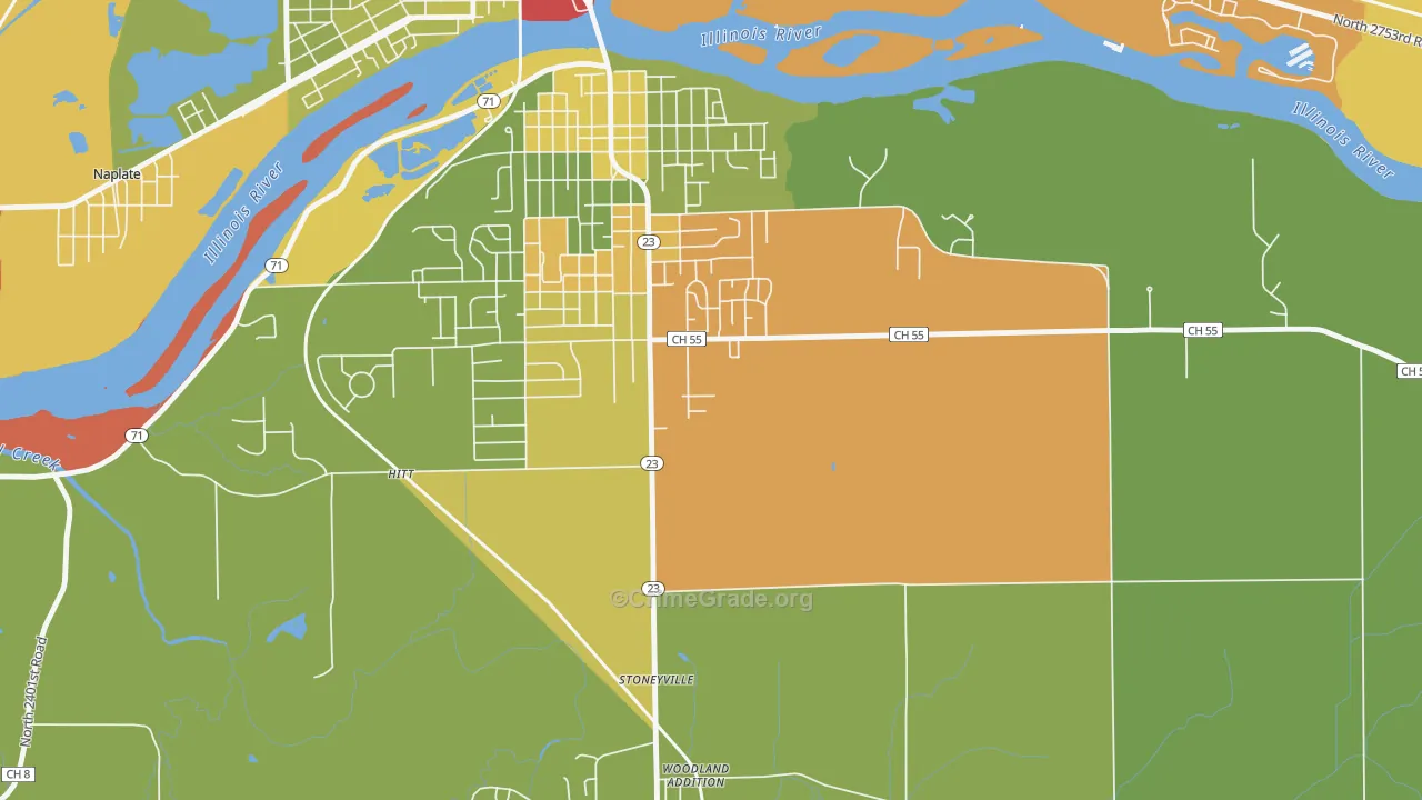 Stoneyville, IL Map of Theft Rates