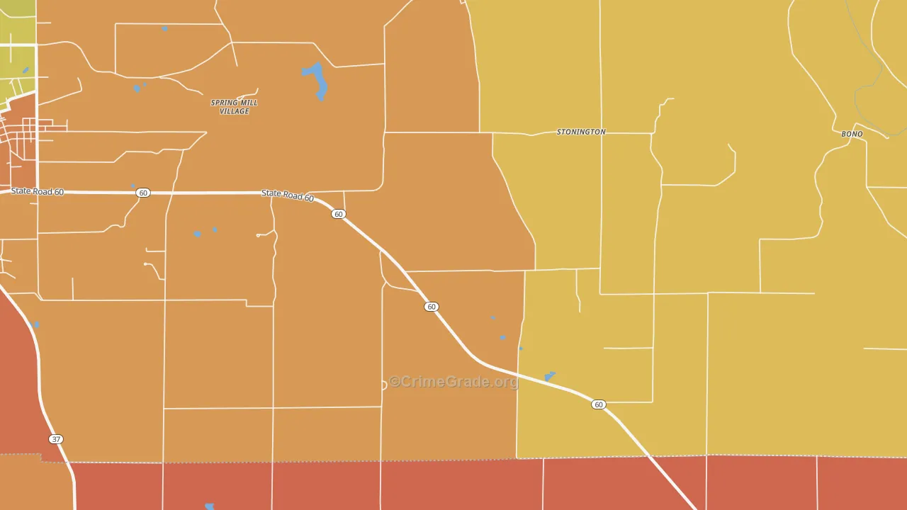 Stonington, IN Map of Theft Rates