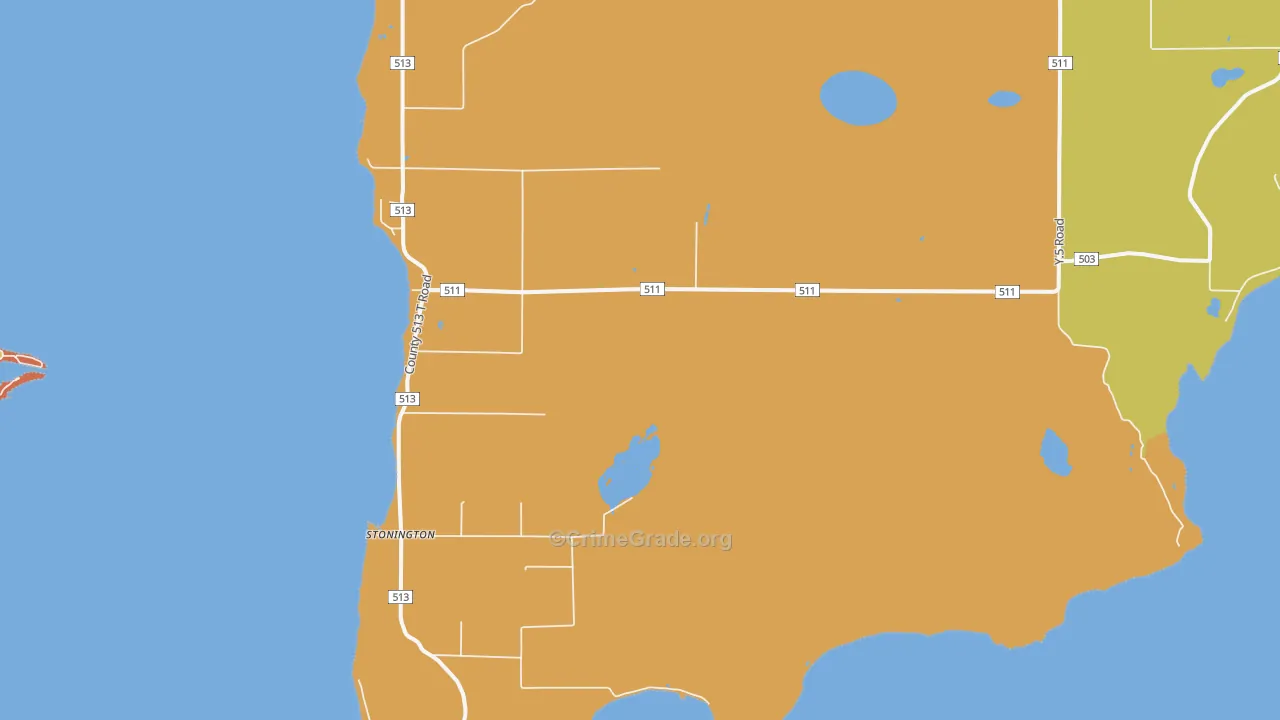 Stonington, MI Map of Theft Rates