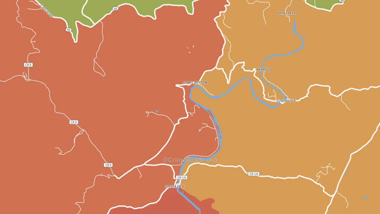 Stony Bottom, WV Map of Theft Rates