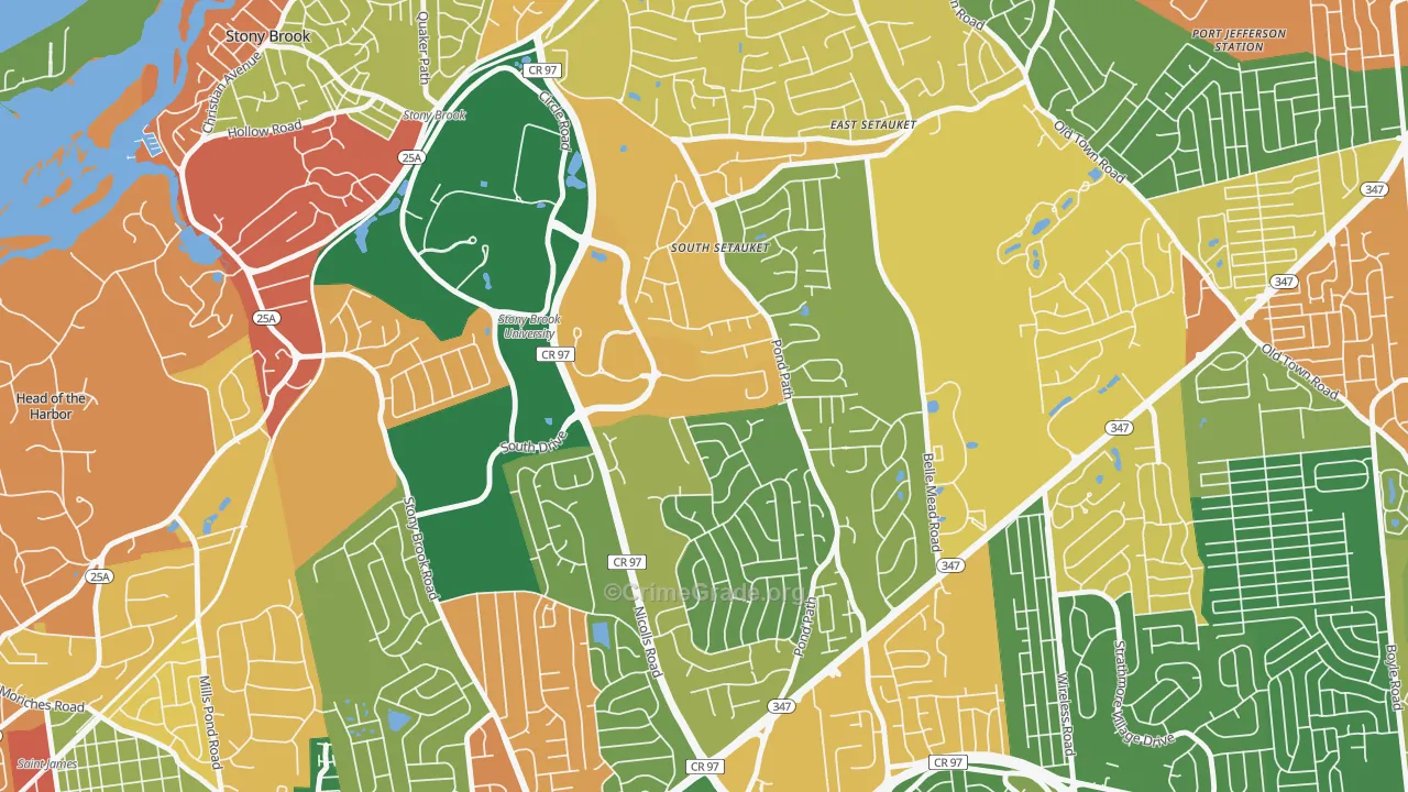 Stony Brook University, NY Map of Theft Rates