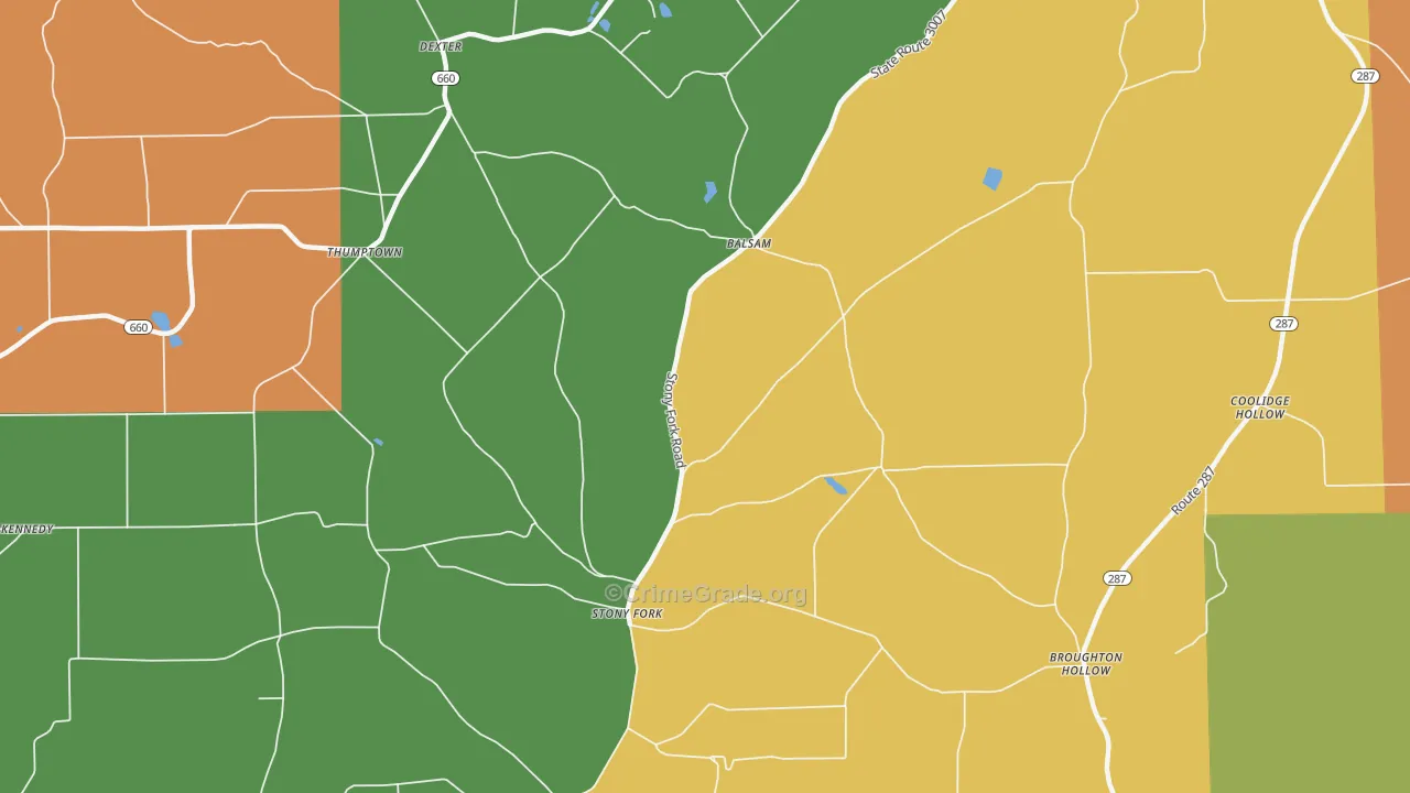 Stony Fork, PA Map of Theft Rates