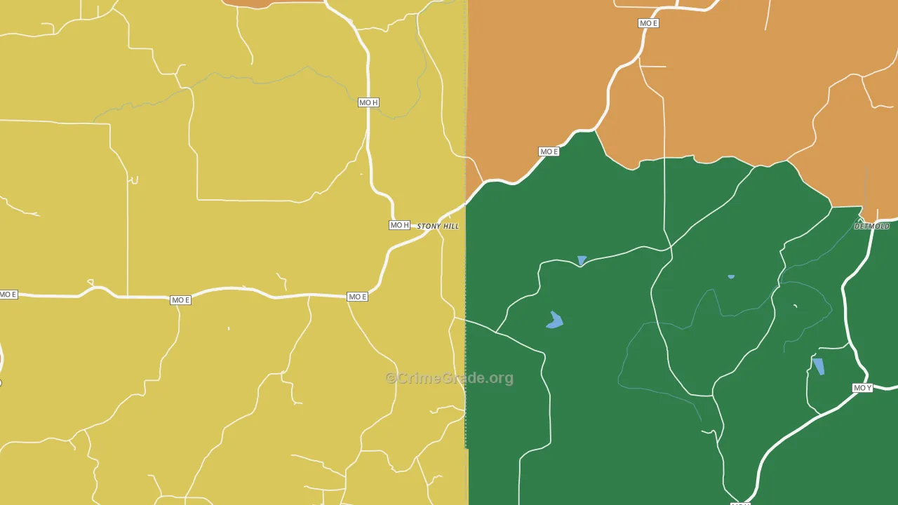 Stony Hill, MO Map of Theft Rates