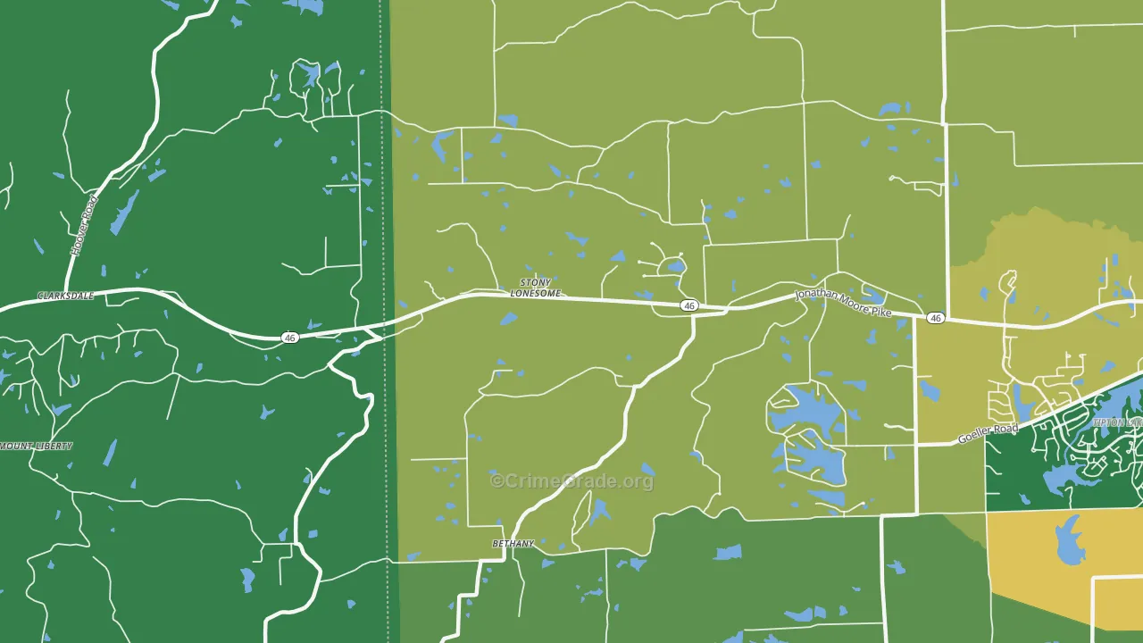 Stony Lonesome, IN Map of Theft Rates