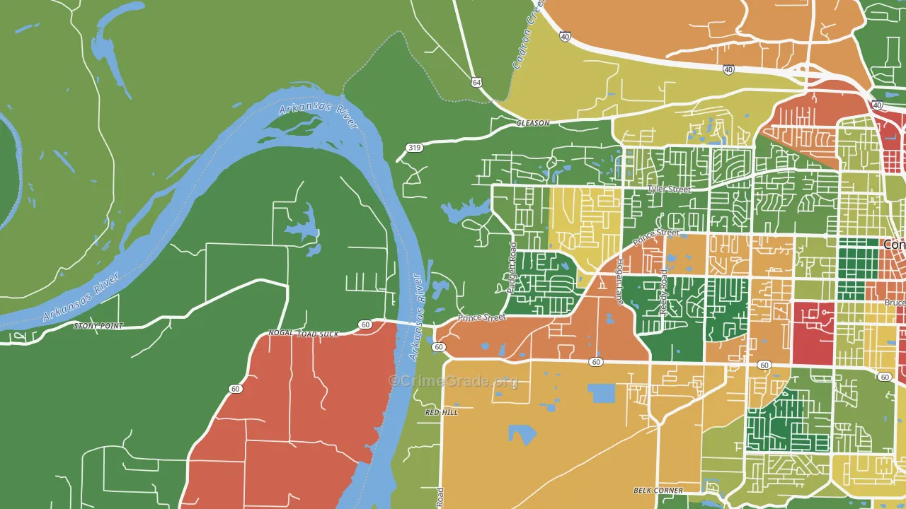 Stony Point, AR Map of Theft Rates