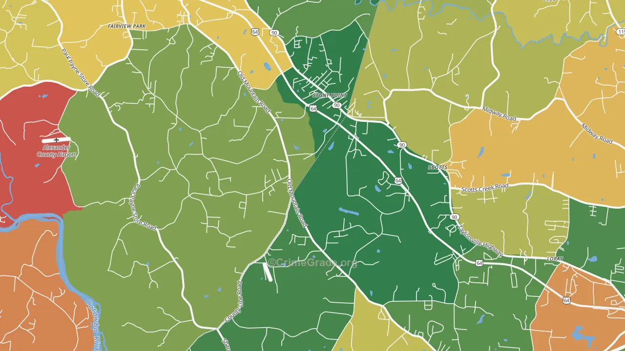 Stony Point, NC Map of Theft Rates