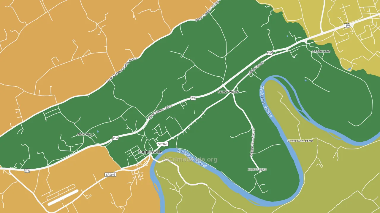 Stony Point, TN Map of Theft Rates