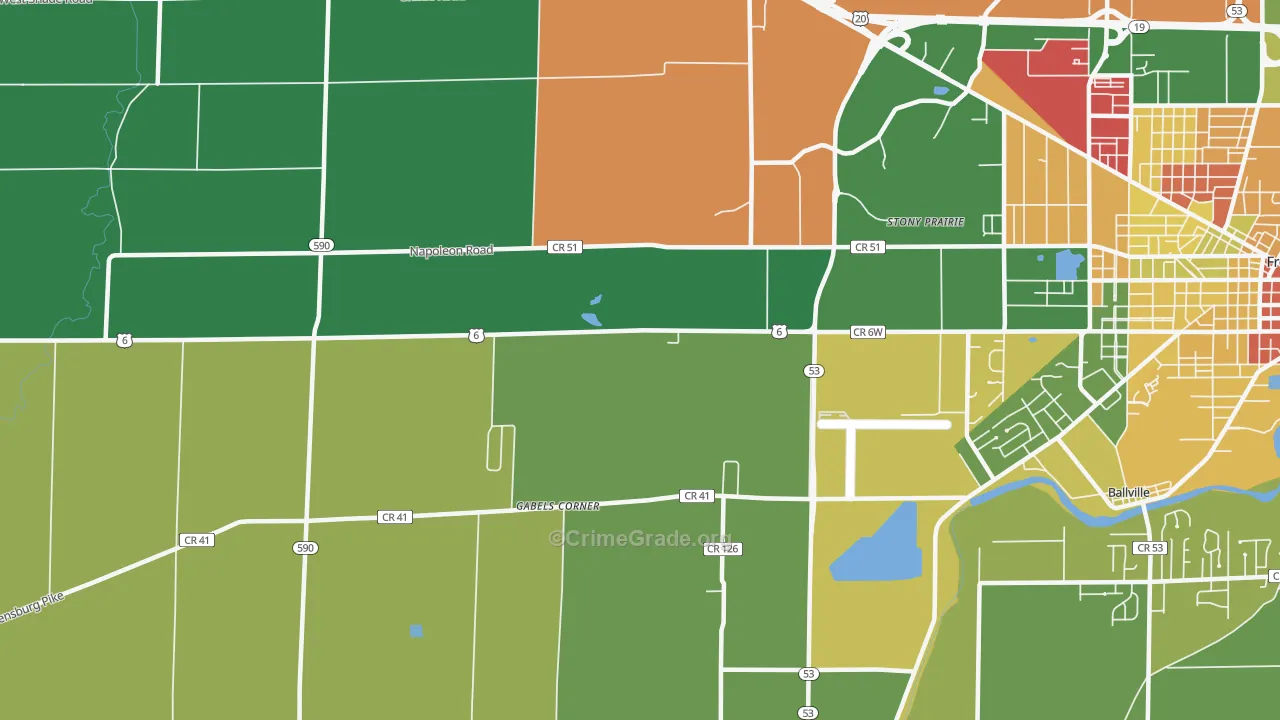 Stony Prairie, OH Map of Theft Rates