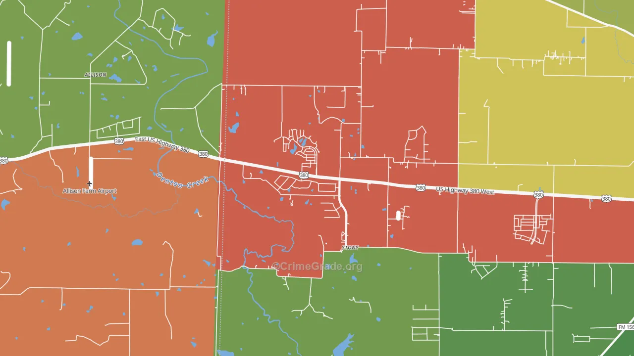 Stony, TX Map of Theft Rates
