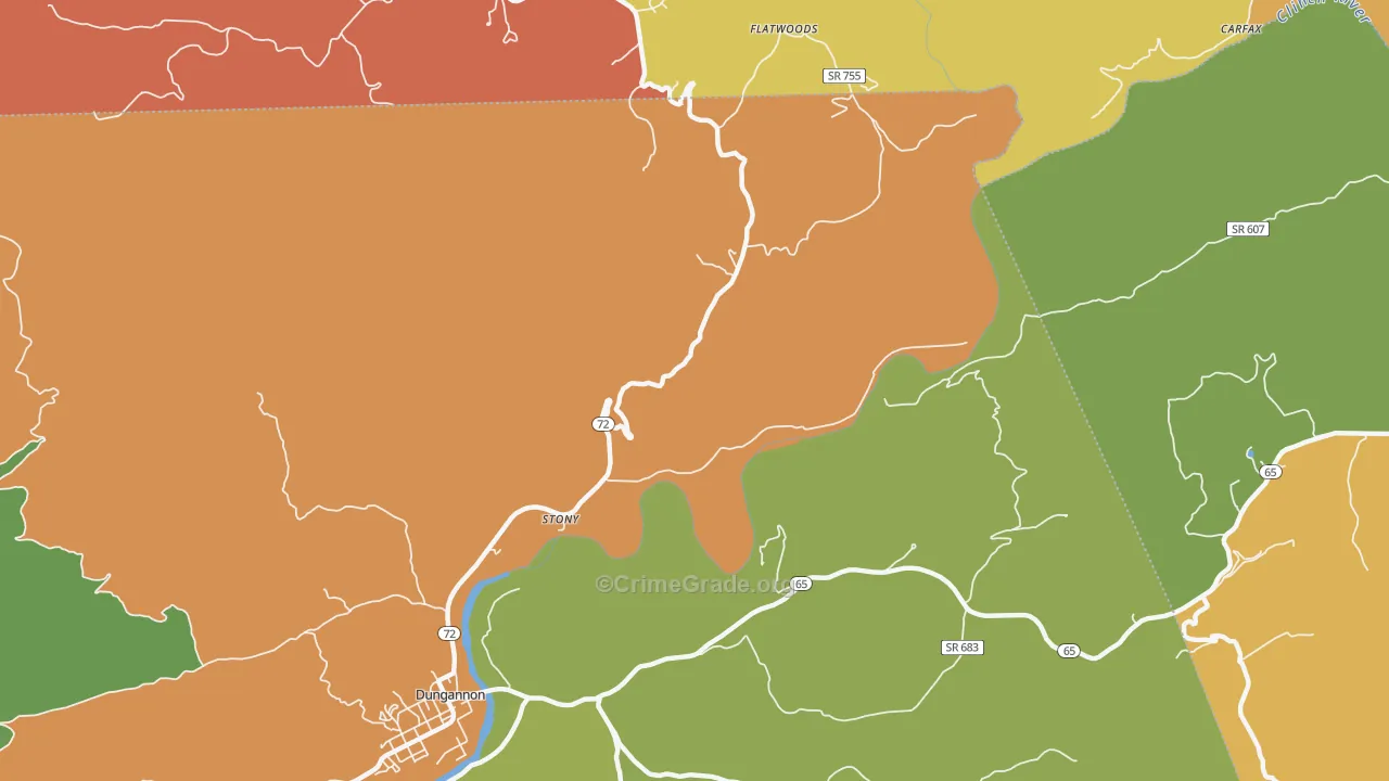 Stony, VA Map of Theft Rates