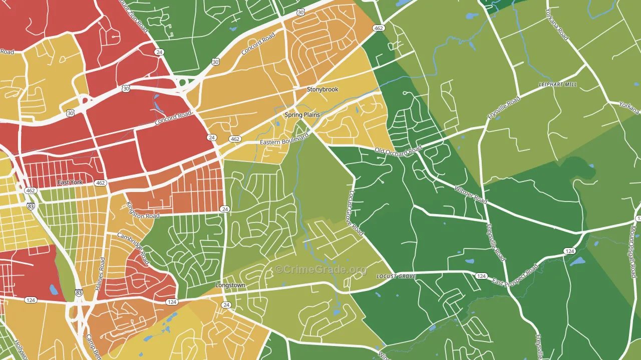 Stonybrook-Wilshire, York, PA Map of Theft Rates