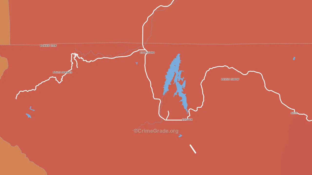 Stonyford, CA Map of Theft Rates