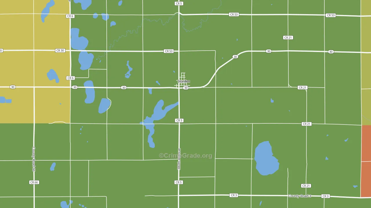 Storden, MN Map of Theft Rates
