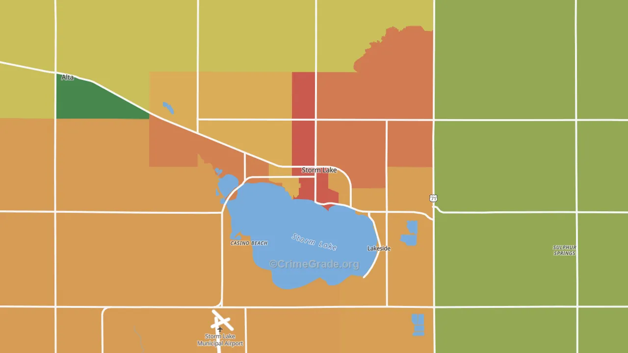 Storm Lake, IA Map of Theft Rates